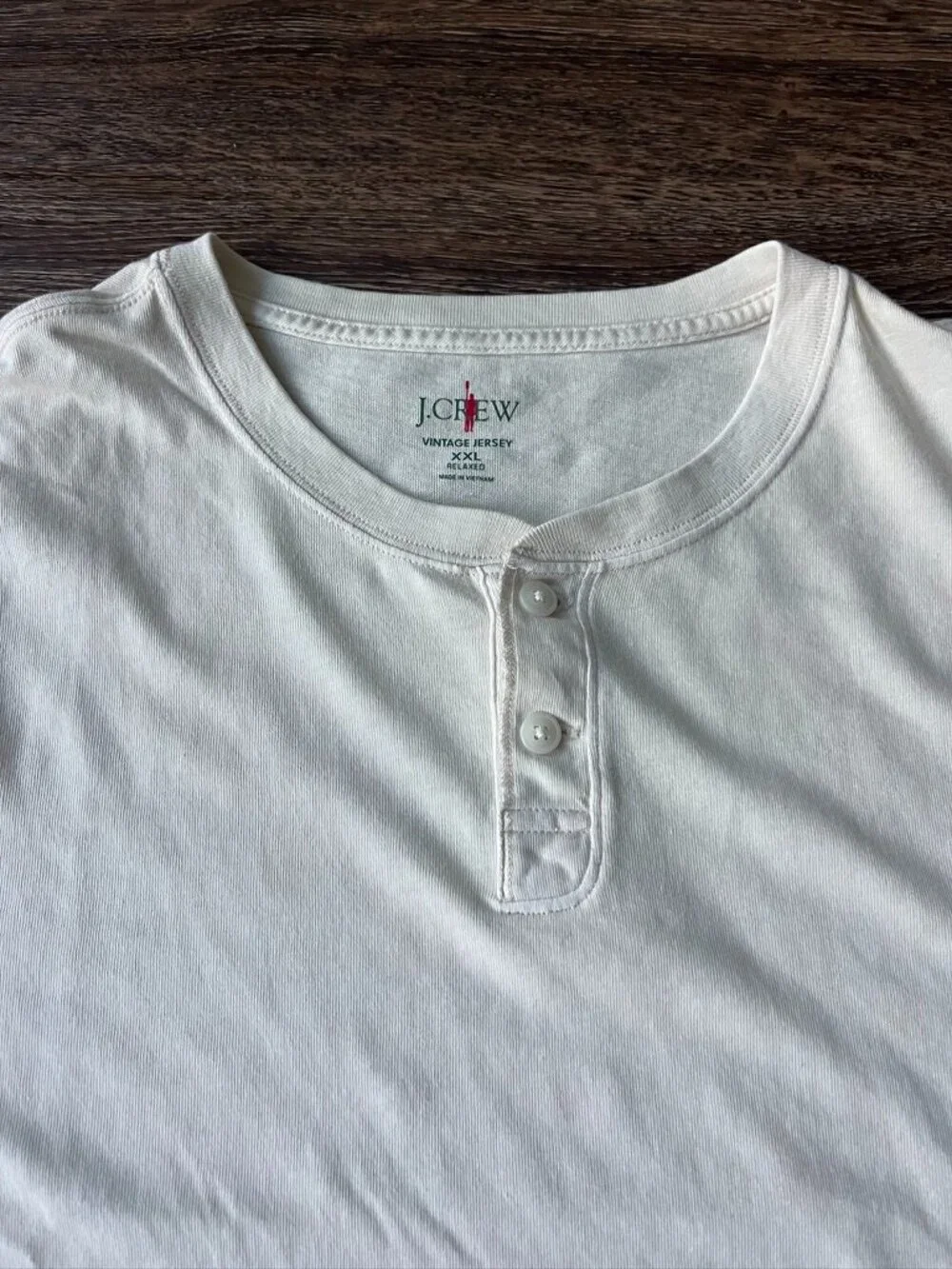 J. Crew Short-sleeve vintage-wash cotton henley Excellent Condition Cream